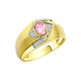 thumbnail image 3 of RYLOS Mens Rings Yellow Gold Plated Silver Ring 6X4MM Oval Shape Gemstone & Diamond Ring Pink Ice October Birthstone Rings For Man Silver Rings Size 9, 3 of 7