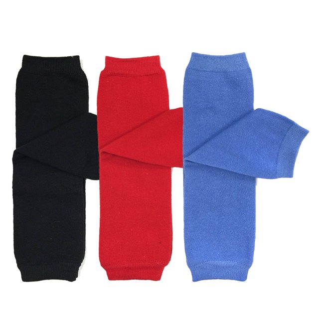 Bowbear Chauffe-Jambes Bébé 3 Paires, Unis en Noir, Bleu, Rouge