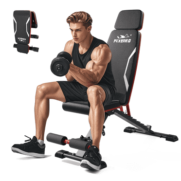 FLYBIRD Adjustable Workout Bench with Headrest, 750LBS Capacity, Fits Users up to 6'5''