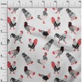 thumbnail image 3 of oneOone Silk Tabby White Fabric Rooster Cock Sewing Material Print Fabric By The Yard 42 Inch Wide, 3 of 4