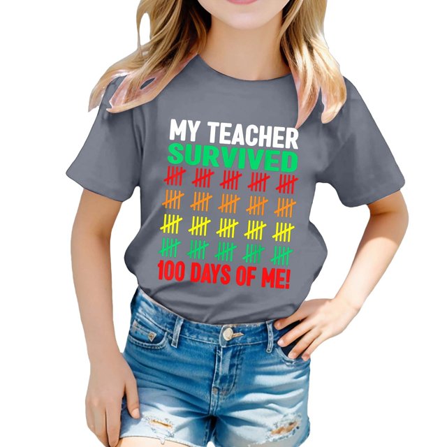 Hauts pour Filles Décontractés Imprimés Col Rond Manches Courtes pour Filles - et T-Shirts Confortables pour un Usage Quotidien