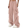 thumbnail image 1 of Timegard Cargo Pants for Women Elastic High Waist Solid Color Straight Leg Outdoor Pants with Pockets, 1 of 5