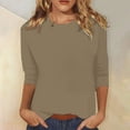 thumbnail image 2 of T-shirt d'Été pour Femmes à Manches 3/4 Longues, Col Rond, T-Shirt de Compression pour Femmes, Haut Ample à Imprimé Floral, Tee-Shirts, T-Shirts pour Femmes, Chemises Décontractées en Lin et Coton Fin pour Femmes, Tunique, Tee, Blouse, 2 of 4