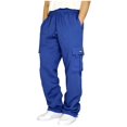 thumbnail image 3 of Kcodviy Men's Rope Loosening Waist Tech Mens Pants Solid Color Pocket Trousers Cut Jean Loose Sports Trousers, 3 of 8