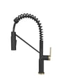 thumbnail image 2 of Stylish One-Handle Matte Black & Brushed Gold Pull Down Kitchen Faucet Height 16¾" K-149NG, 2 of 14