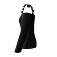 thumbnail image 4 of Women's Slim Solid Color Wood Ear Side Off-shoulder Long-sleeved Top, 4 of 8