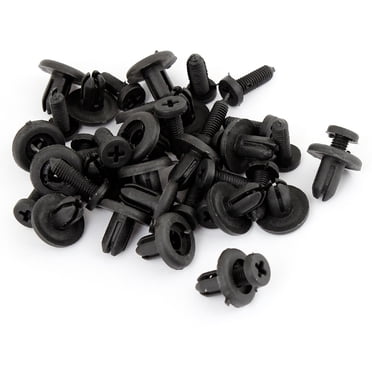 Unique Bargains 20PCS 7mm Trou en Plastique Pousser Vis Rivet Panneau Fixations Clips Noir pour Voiture Auto