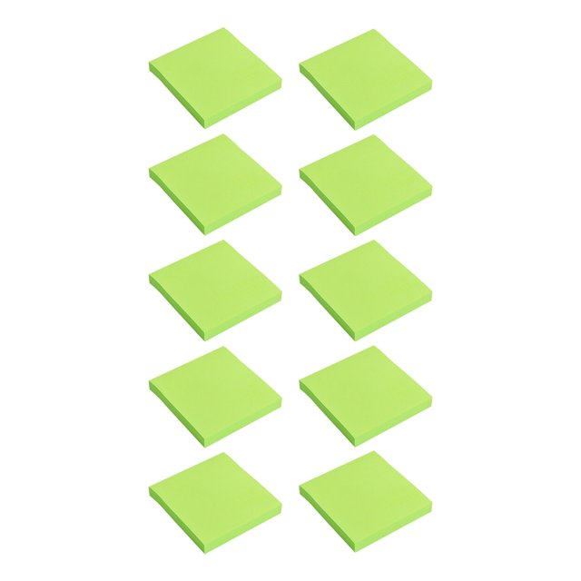 Sticky Notes, 3x3 Self-Stick Notes, Fluorescent Green Color 10 Pads, 100 Sheets/Pad, Mini Rectangular Sticky Notes, Self Stick Pads, Weekly to Do List Notepad, College Schools Supplies for Women