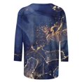 thumbnail image 4 of FAIWAD Femmes Bloc de Couleur 3/4 Chemises Col Rond Blouses Décontractées Élégantes Grande Taille Tunique de Sortie, 4 of 5