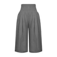 thumbnail image 4 of Capris d'Entraînement pour Femmes Jambe Droite Pantalon Jambe Échancrée Taille Régulière Polyester Léger Pantalon d'Été Pantalons Capris pour Dames Style C-20 Gris P, 4 of 5