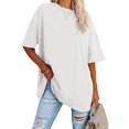thumbnail image 5 of Oversized Ladies T-Shirt New Solid Color Loose Dropped Shoulder Short Sleeve Rou, 5 of 5