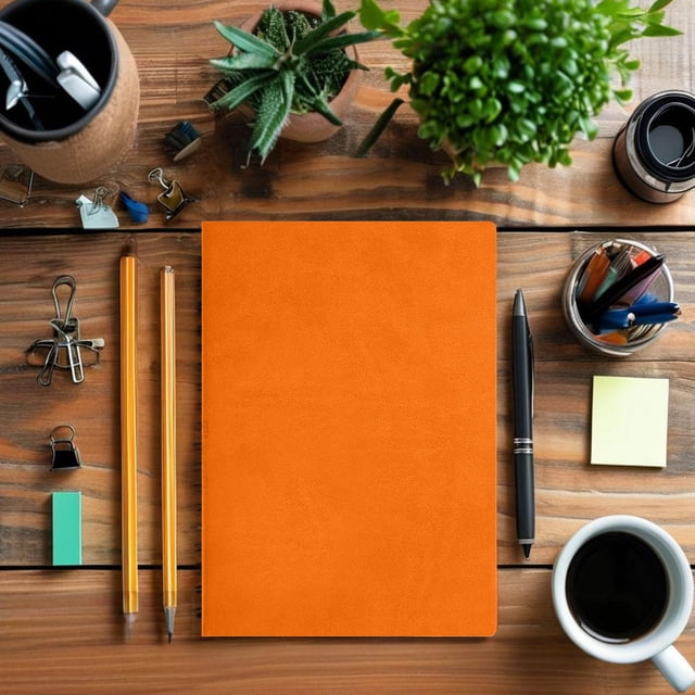 Thickened Notepad Book - High-Grade Paper for Smooth Writing, Practical Case Inner Pages, Durable Binding Structure, Portable Design, Orange, JKODE