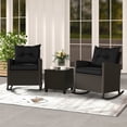 thumbnail image 1 of Costway 3 PCS Patio Wicker Rocking Set with Tempered Glass Table & Soft Cushions Outdoor Black, 1 of 10