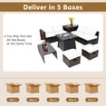 thumbnail image 4 of Topbuy 9 Pieces Outdoor Patio Furniture Set with 30" Propane Fire Pit Table Outdoor PE Wicker Space-Saving Sectional Sofa Set with Storage Box and Cushions Grey, 4 of 10
