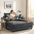 thumbnail image 2 of HOMCOM Chaise Longue de 60 Pouces pour l'Intérieur, Grand Canapé-Lit Rembourré, Gris, 2 of 10