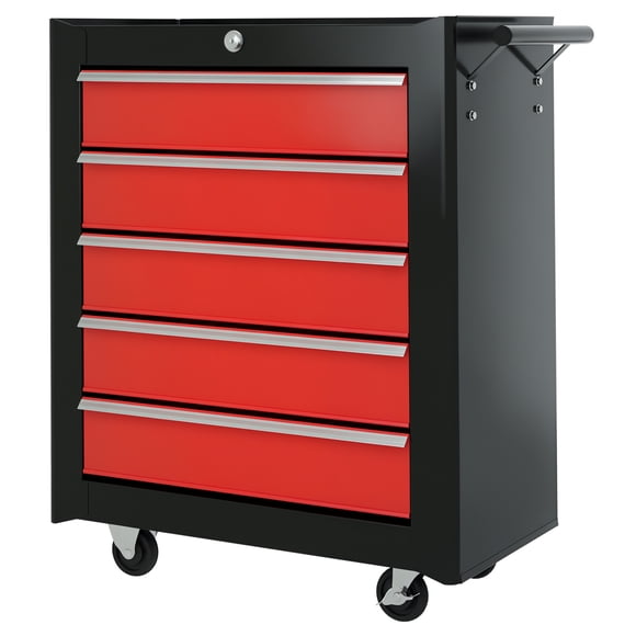31" Steel Rolling Tool Cart Storage Cabinet Chest Tool Box W/ 5 Drawer