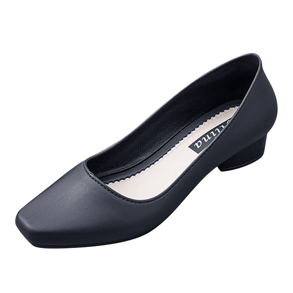 NOKIO Women’s Chun𝗄y Lo𝗐 Block Heel Pumps with Wide Width Comfort, Round Toe Dress Shoes for Of𝖿ice & Business Occasions