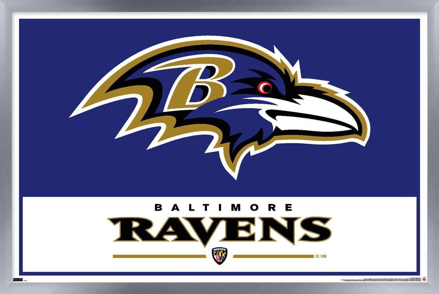 NFL Baltimore Ravens - Logo 21 Wall Poster, 22.375" x 34" Framed