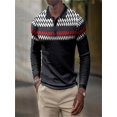 thumbnail image 1 of Innerwin Polo Shirt Lapel Neck Men T Shirts Business Long Sleeve Color Block Tee Style F XXL, 1 of 2
