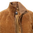 thumbnail image 2 of FLAVOR Men's Classic Leather Jacket Suede Winter Coat with Removable Collar (X-Large, Brown), 2 of 6