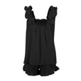thumbnail image 4 of SNNROO Womens 2 Piece Outfits Summer Sets Sleeveless Ruffle Square Neck Tank Tops and Loose Shorts Lounge Pajama Sets, 4 of 7