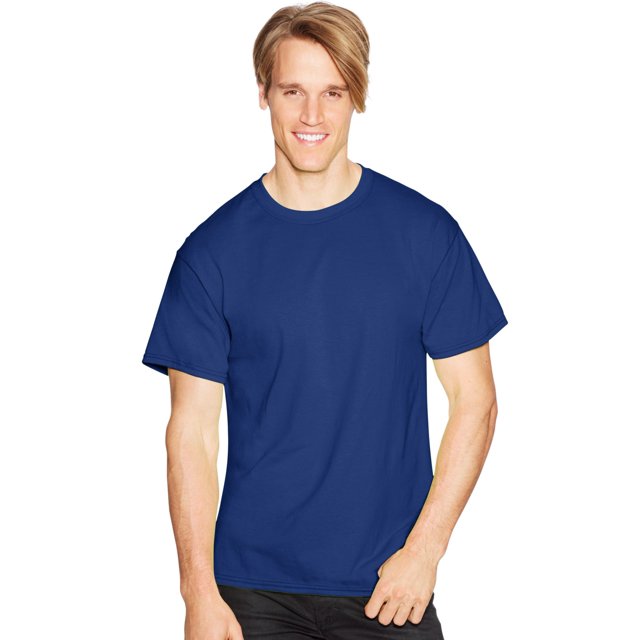 Hanes Mens ComfortBlend EcoSmart 4-Pack Crewneck T-Shirts, M, Deep Royal