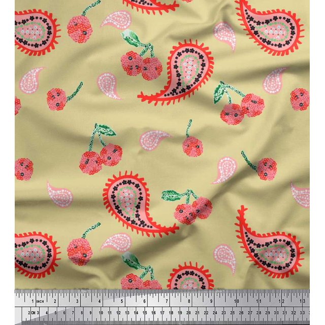Soimoi Poly Georgette Fabric Floral & Paisley Decor Fabric Printed Yard 42 Inch Wide