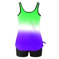 thumbnail image 3 of UPPADA 2 Piece Full Coverage Swimsuits for Women Floral Athleti Crewneck Bathing Suits High Waisted Tummy Control Modest Swimwear Comfy Tankini Top with Shorts Purple,Xl, 3 of 5