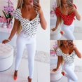 thumbnail image 4 of T-Shirt Blouse en Coton à Pois Décontracté d'Été à Manches Courtes Imprimé pour Femmes, 4 of 4