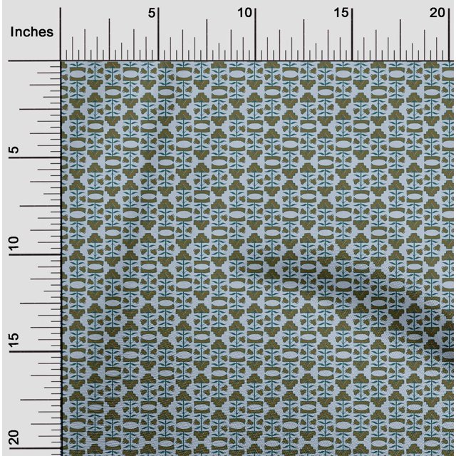 oneOone Silk Tabby Fabric Leaves & Floral Block Decor Fabric Printed BTY 42 Inch Wide