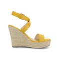 thumbnail image 3 of BLISSFUL STEP Chaussures pour Femmes Sandales Espadrilles à Talon Compensé Slingback à Brides Croisées Jaune 9, 3 of 7