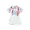 thumbnail image 1 of Honganda 0-18M Baby Boys Summer Outfits Plaid Buttons Short Sleeve Rompers Suspender Shorts 2Pcs Clothes Set, 1 of 8