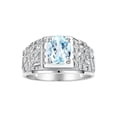 thumbnail image 1 of RYLOS Men's Rings 14K White Gold Designer Nugget Ring Oval 9X7MM Gemstone & Diamonds  Aquamarine March Birthstone Rings For Man Size 8, 1 of 7