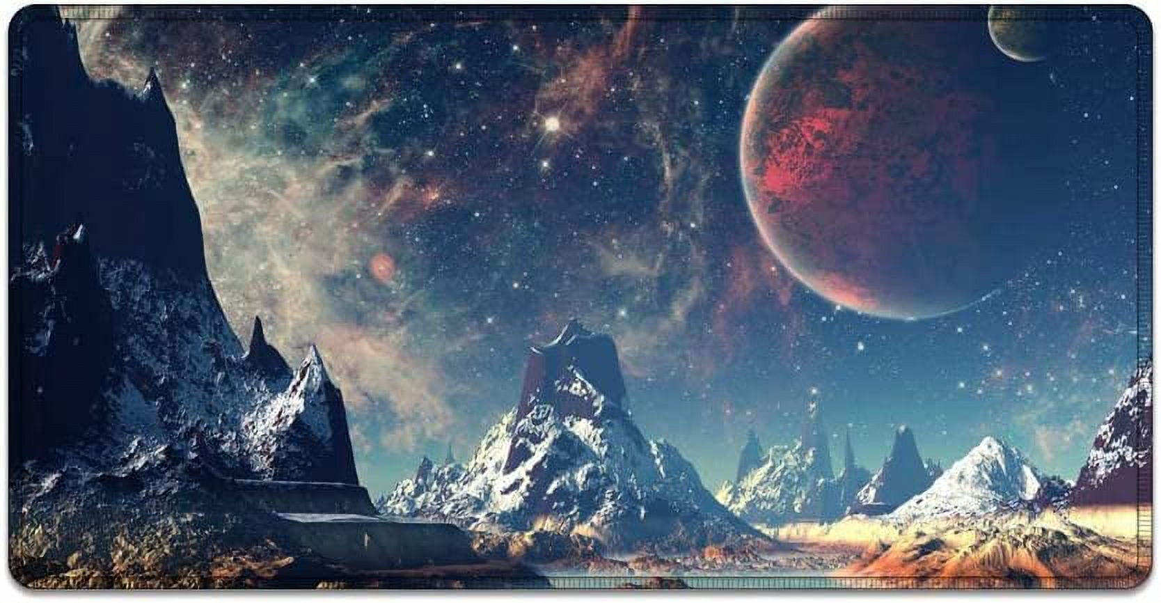 Large Mouse Pad 31.4 x 15.7inches 3mm XXL Extended Gaming Mouse Pad Mat with Non-Slip Base Stitched Mousepad for Computer,Office,Keyboard and Laptop-Mountain Star,Waterproof Desk Mat