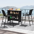 thumbnail image 1 of Costway 3 PCS Outdoor Bar Set Bar Height Table & Armchairs with Footrest 2-Tier Shelf Black, 1 of 10