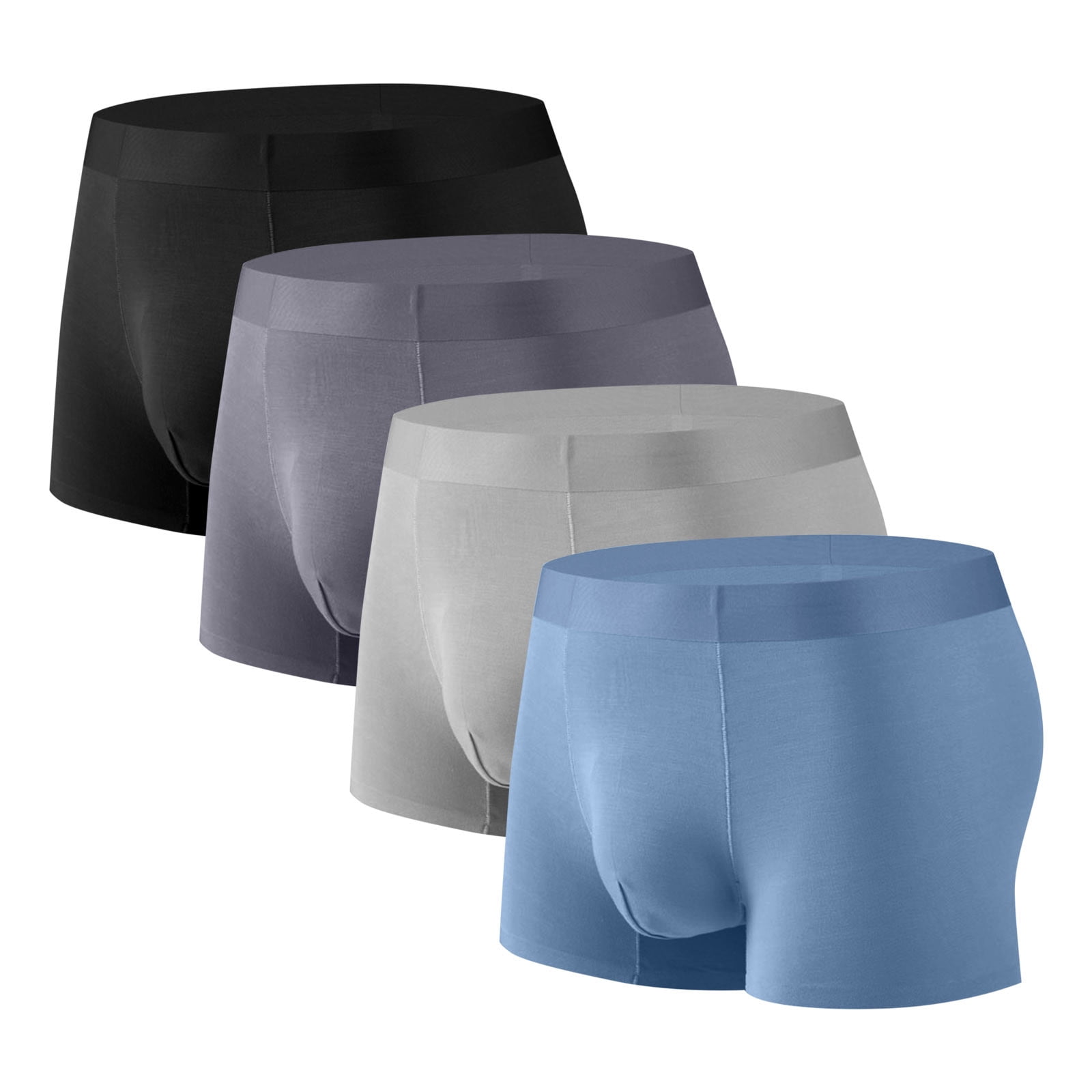 ylioge L-4X Big & Tall Mens Boxer Briefs 4 Pack Plus Size High Waisted Modal Underwear Multipack Stretchy Quick-Drying Breathable Workout Boxers