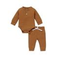thumbnail image 2 of Gupgi Ensemble 2 Pcs pour Tout-Petit, Barboteuse à Manches Longues à Col Henley + Pantalon Décontracté, 2 of 8