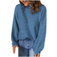 thumbnail image 1 of Timegard Hauts en Tricot pour Femmes Chandails Col Roulé Manches Longues Épaules Tombantes Chandail Uni Automne Hiver, 1 of 7
