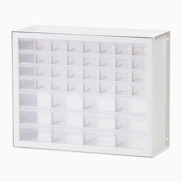 Iris 44 Tiroir Système de Rangement en Plastique Transparent pour Garage Atelier, Blanc