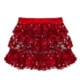 thumbnail image 4 of YONGHS Jupe Tutu à Paillettes pour Filles, Jupe de Danse à Volants, Robe de Ballet Rouge 6, 4 of 5