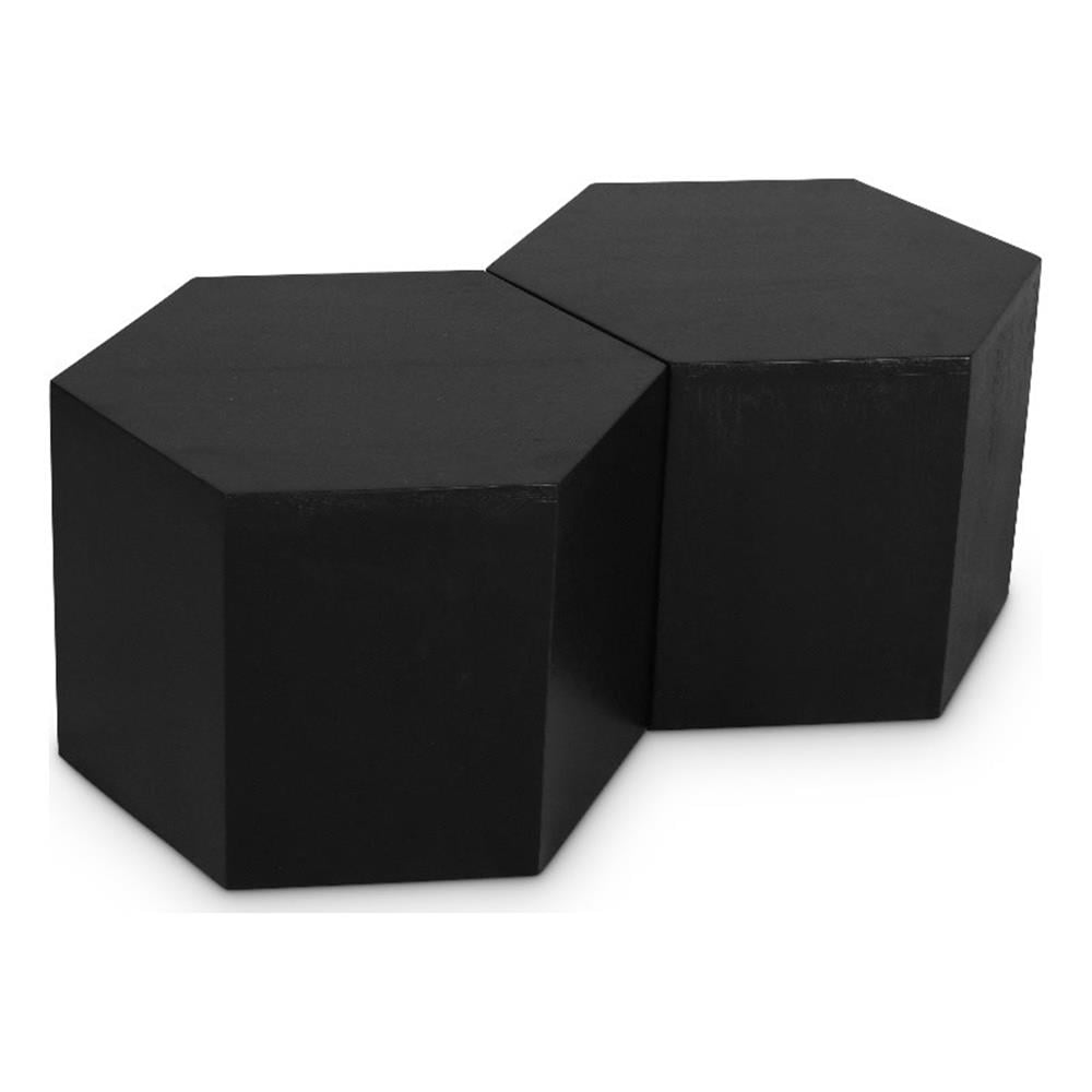 Meridian Furniture Eternal Table Basse en Bois de Chêne Noir, 2 Pcs