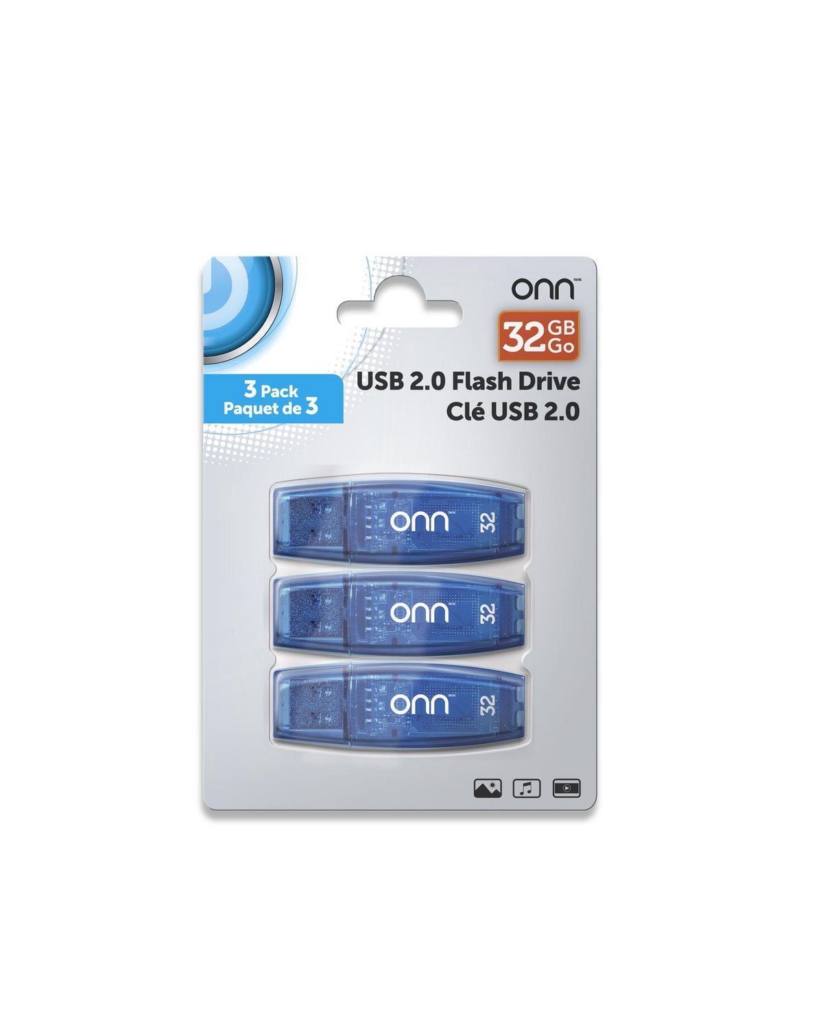ONN USB 2.0 B410 32GB 3PK