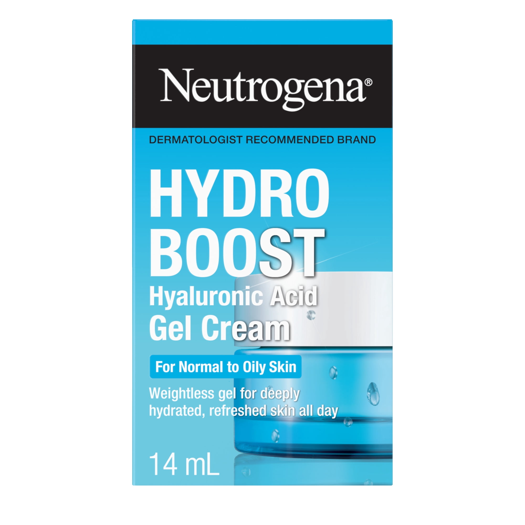 Neutrogena Hydro Boost Face Moisturizer with Hyaluronic Acid for Dry Skin, Oil-Free and Non-Comedogenic Gel Cream Face Lotion, 14 mL