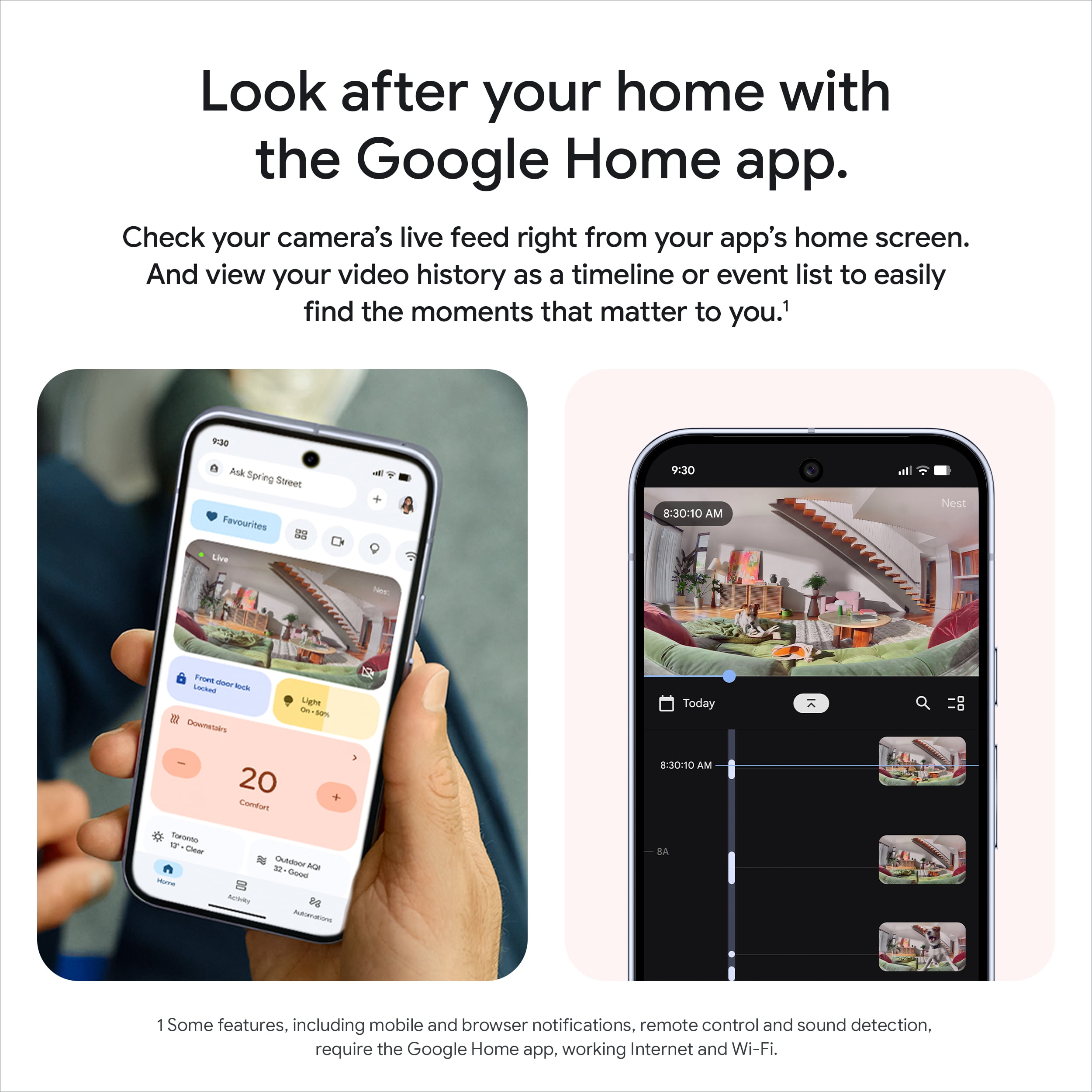 Google Nest Cam Indoor (Wired, 3rd Gen) - 2K Video and Gemini - Snow