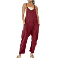 thumbnail image 1 of B91xZ Women's Plus Size Overalls Overalls Baggy Rompers Jumpsuits with Pockets,RD1 L, 1 of 4