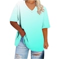 thumbnail image 2 of Ovbmpzd Light Blue Womens Tops Plus Size Short Sleeve V-Neck Gradient Color Comfy Blouses Women Tank Tops XXL, 2 of 6