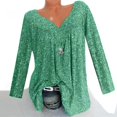 thumbnail image 2 of CEHVOM Blouse à Manches Longues Col en V Imprimée pour Femmes Grande Taille, Liquidation, 2 of 8