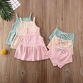 thumbnail image 5 of Xingqing 2 Pcs Robe Simple Sans Manches à Encolure Carrée pour Bébé Fille, Couleur Unie, Shorts, 5 of 5