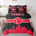 thumbnail image 1 of Ensemble de couette YST Gamer 7 pièces, thème sportif, jumeau, noir rouge, 1 of 4