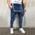 thumbnail image 4 of EGNMCR Men's Pants, Full Length Pants Overalls, Men's Denim Bib Overall, Men's Workout Athletic Pants Mens Washed Bib Overalls Casual Ripped Jumpsuits Rompers Men Pants, 4 of 8